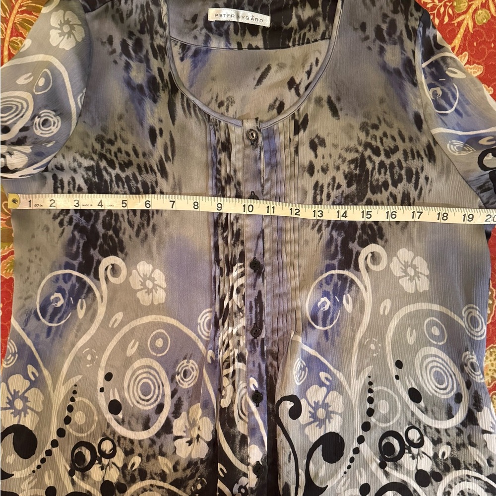 Peter Nygard Women's Blue and Black Artistic Blouse - Picture 5 of 5